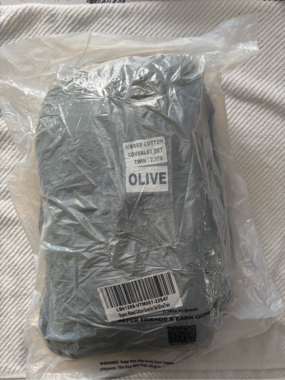 Quince Olive Ribbed Coverlet Set - Picture 5 of 5